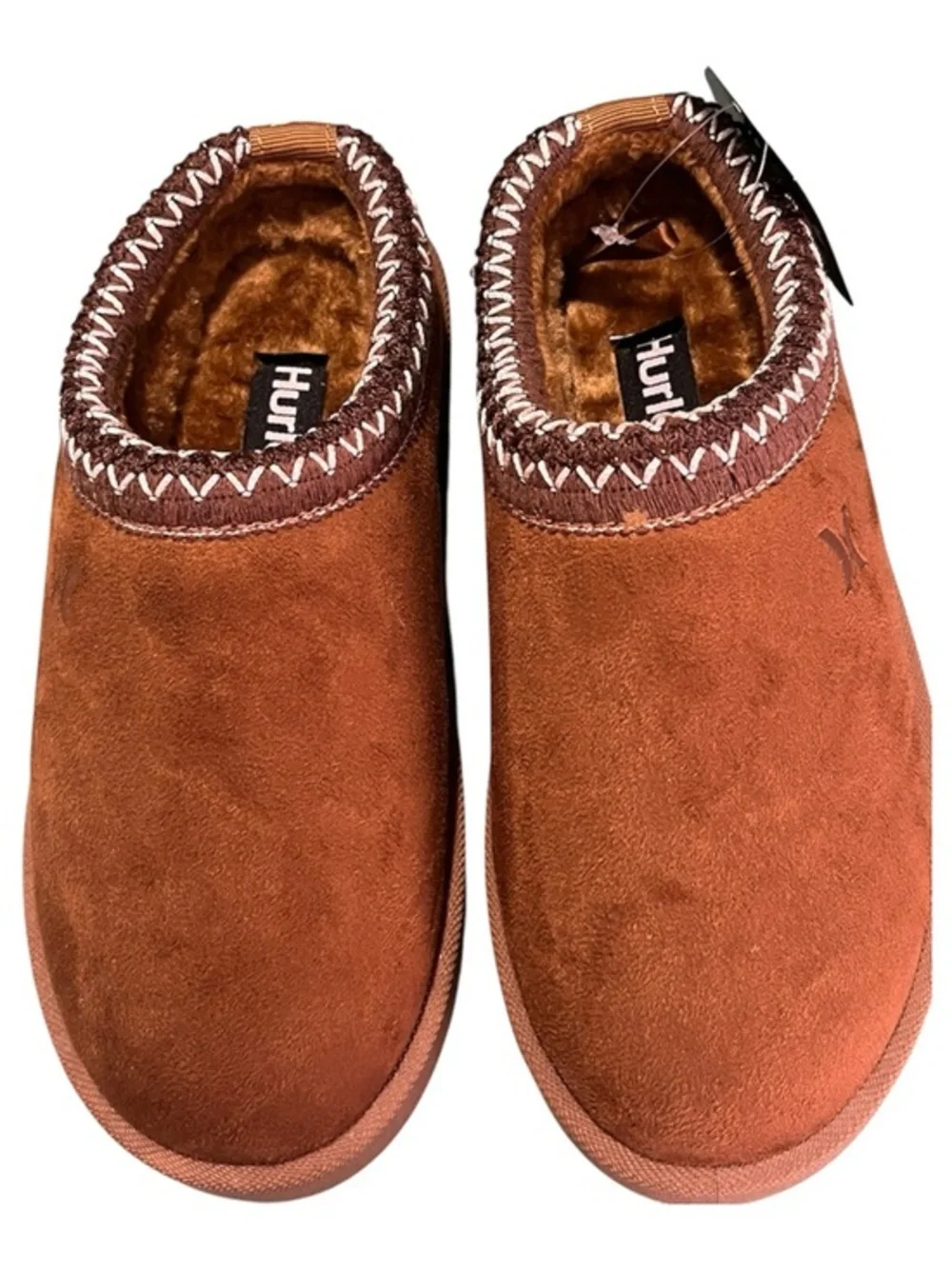 Hurley Kids Rust Brown Slip-On Fuzzy Lined Slippers